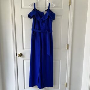 Shelby & Palmer Off The Shoulder Jumpsuit Royal Blue-Size 10